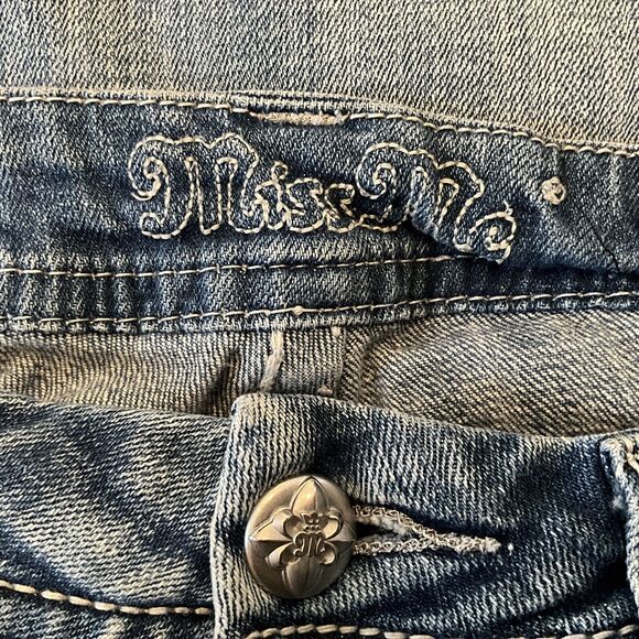Miss Me Jeans Womens 2 26" Blue Signature Straight Light Wash Fading Embellished - Picture 6 of 8